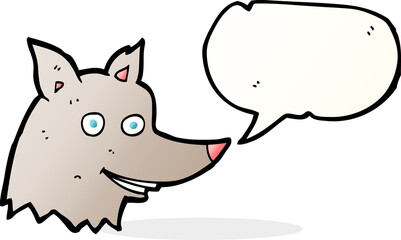 cartoon wolf head with speech bubble