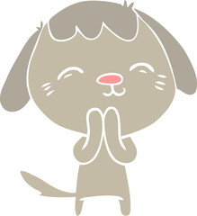 happy flat color style cartoon dog