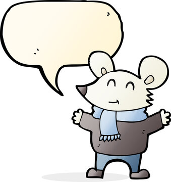 cartoon mouse with speech bubble