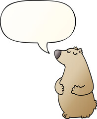 cartoon bear and speech bubble in smooth gradient style