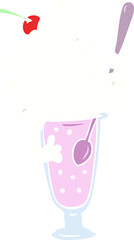 flat color style cartoon ice cream soda girl