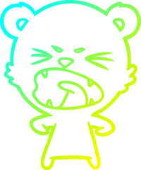 cold gradient line drawing angry cartoon bear