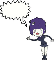 cartoon vampire girl with speech bubble