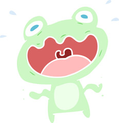 cute flat color style cartoon frog frightened