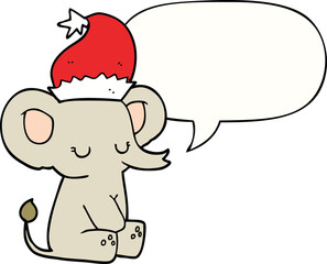 cute christmas elephant and speech bubble