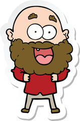 sticker of a cartoon crazy happy man with beard