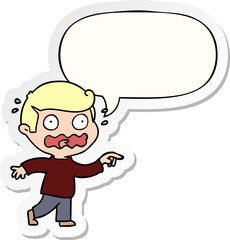 cartoon stressed out pointing and speech bubble sticker