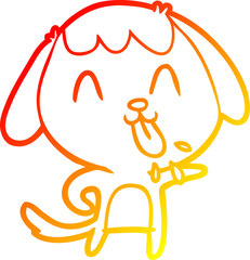 Obraz premium warm gradient line drawing cute cartoon dog