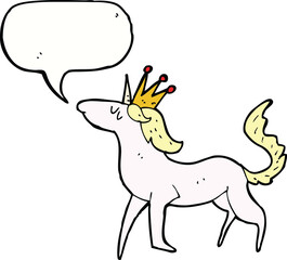 cartoon unicorn with speech bubble