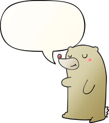 cute cartoon bear and speech bubble in smooth gradient style