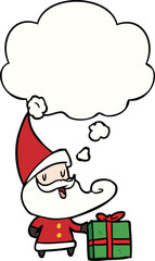 cartoon santa claus and thought bubble