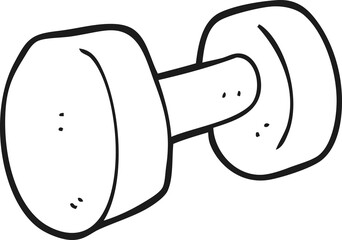 black and white cartoon dumbbell