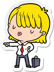 Obraz premium sticker of a cartoon efficient businesswoman