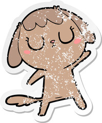 distressed sticker of a cute cartoon dog