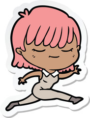 sticker of a cartoon woman