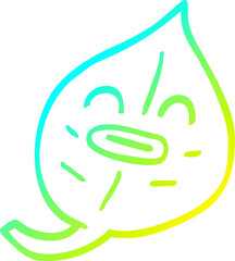 cold gradient line drawing cartoon leaf