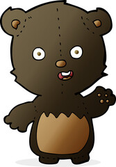 cartoon waving black bear cub