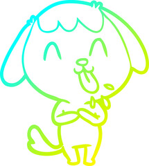 cold gradient line drawing cute cartoon dog