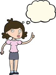 cartoon woman with idea with thought bubble