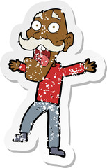 retro distressed sticker of a cartoon shocked old man