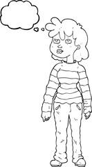 thought bubble cartoon woman in casual clothes