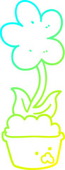 cold gradient line drawing cute cartoon flower