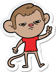 sticker of a cartoon annoyed monkey