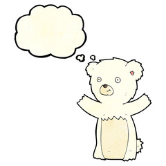 cartoon polar bear cub with thought bubble