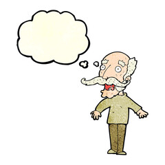cartoon old man gasping in surprise with thought bubble