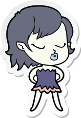sticker of a cute cartoon vampire girl