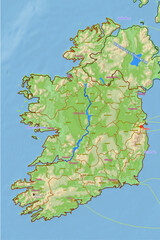 Geographische physische Karte von Irland
