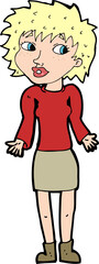 cartoon woman shrugging shoulders