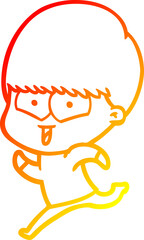 Obraz premium warm gradient line drawing cartoon happy boy