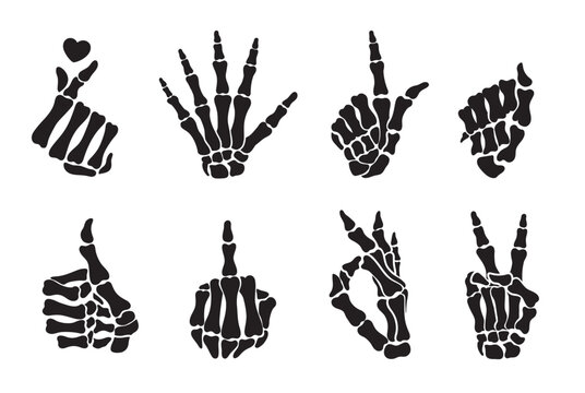 Skeleton hand gestures set