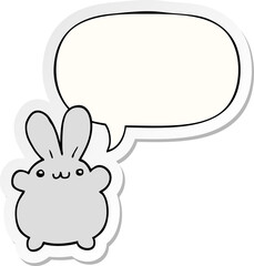 cartoon rabbit and speech bubble sticker