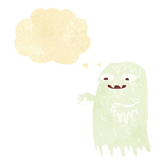 cartoon gross slime ghost with thought bubble