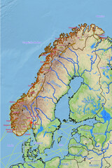 Geographische physische Karte von Norwegen