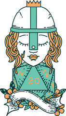 human fighter with natural twenty dice roll illustration