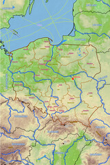 Geographische physische Karte von Polen