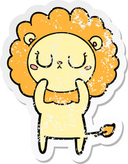 distressed sticker of a cartoon lion