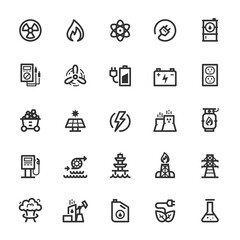 Icon set - energy and power outline stroke