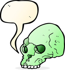 cartoon spooky skull with speech bubble