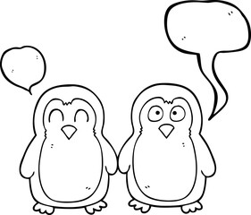 speech bubble cartoon birds holding hands