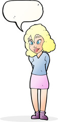 cartoon confused woman with speech bubble