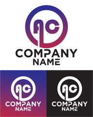 A C lettering with square design vector template