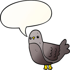 cartoon bird and speech bubble in smooth gradient style