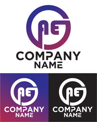 A E lettering with square design vector template