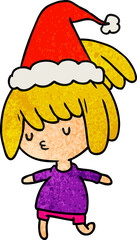christmas textured cartoon of kawaii girl