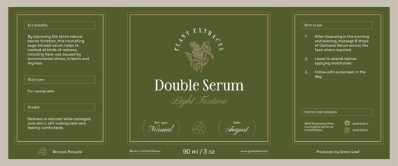 Abstract botanical vector cosmetics printable label design template for branding packaging design