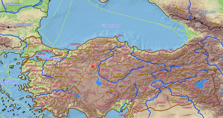 Geographische physische Karte von Türkei